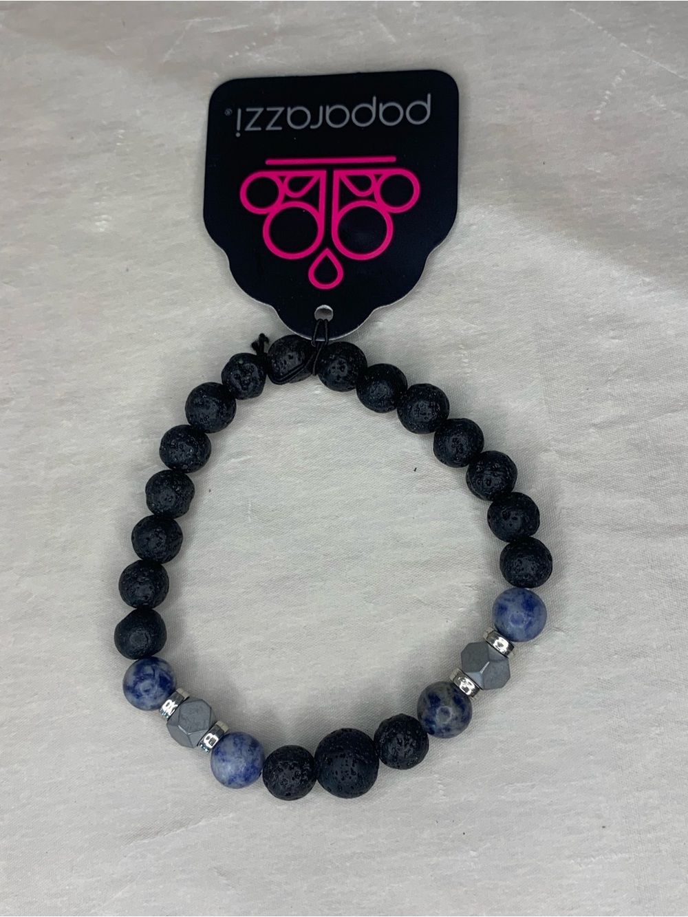 paparazzi Black & Blue Stone Accent Stretch Bracelet